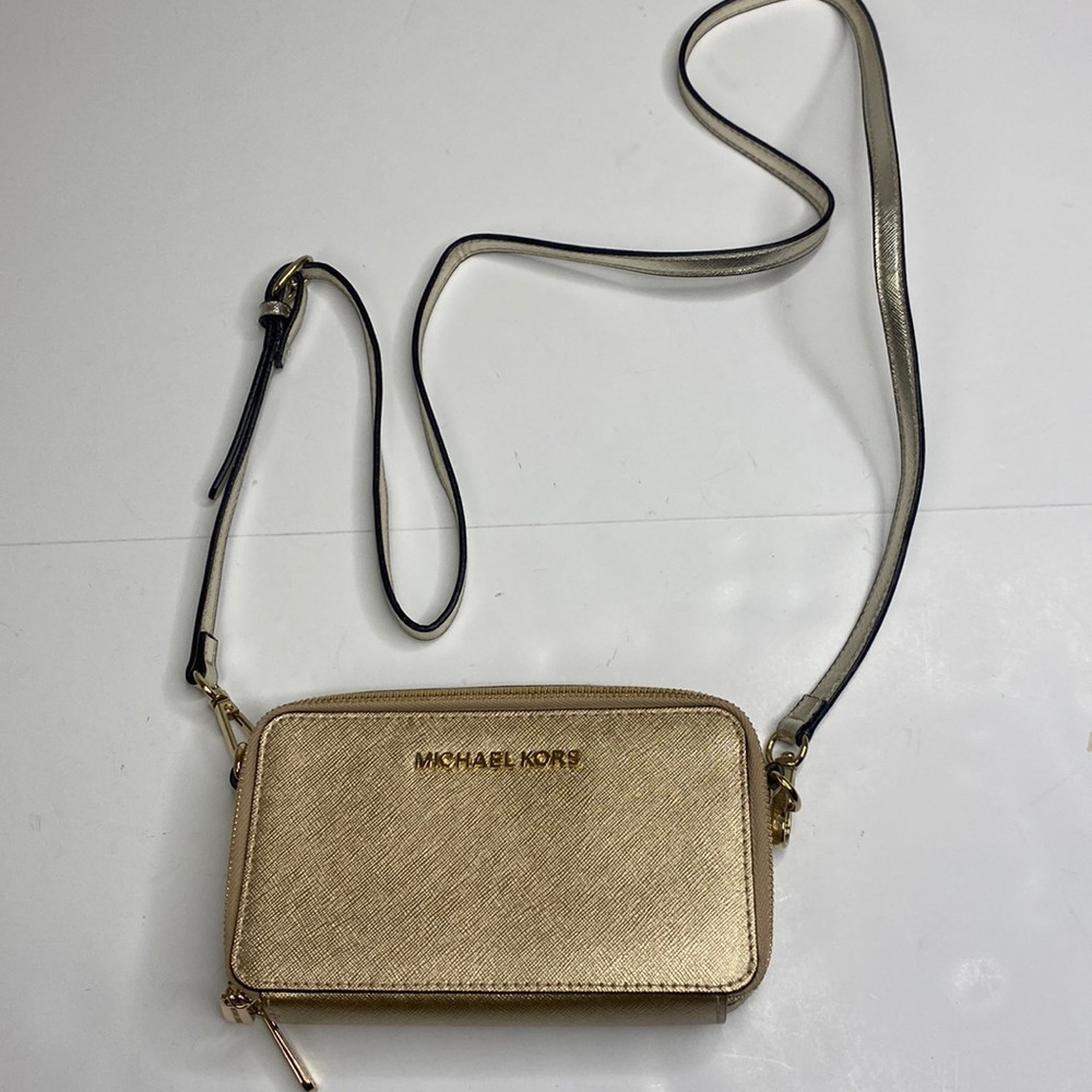 MICHAEL KORS Gold Metallic Crossbody Bag